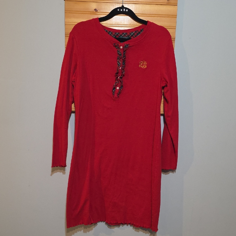 Lauren Ralph Lauren Sleep Shirt  with Tartan Trim -‎ Med